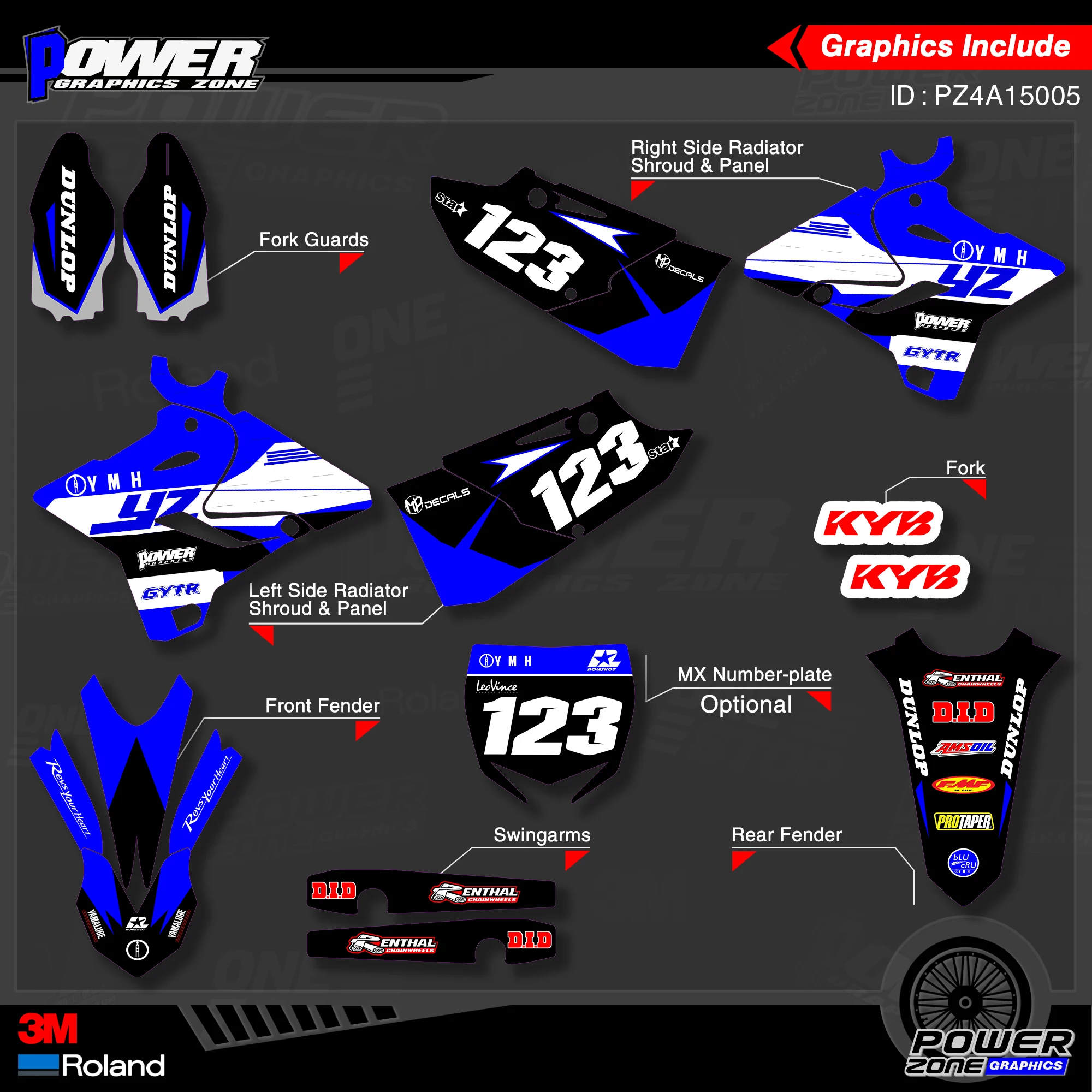 Фотографические фоны PowerZone Custom Team наклейки 3M Набор наклеек для YAMAHA 2015 2016 2017 2018