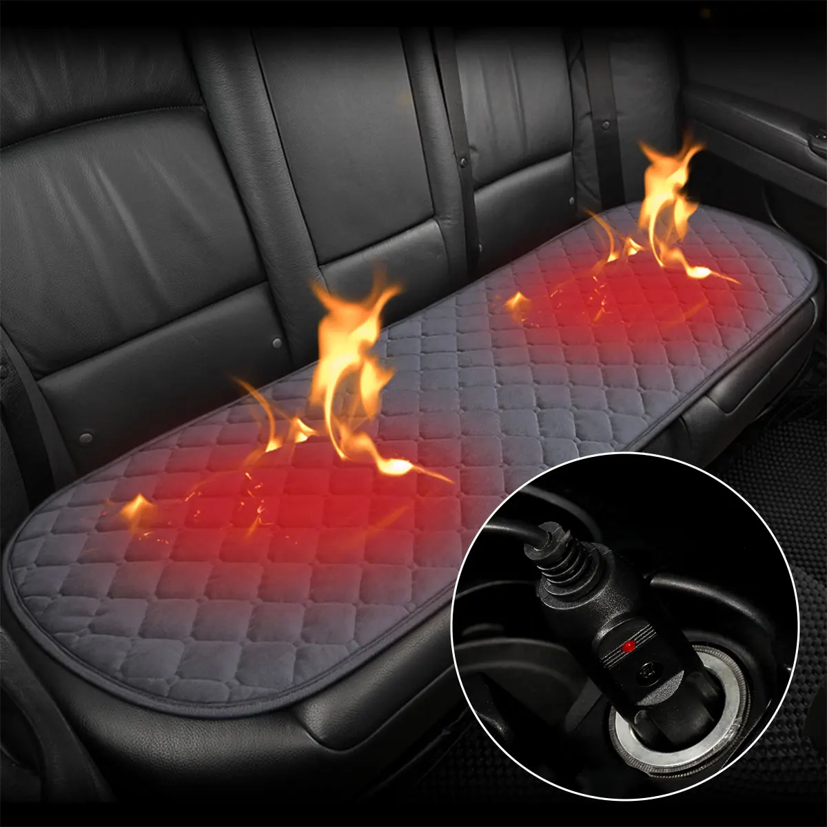 

Heated Car Seat Cushion 12V Universal Heated Car Rear Back Heating Pad Adjustable Winter Warmer Cover