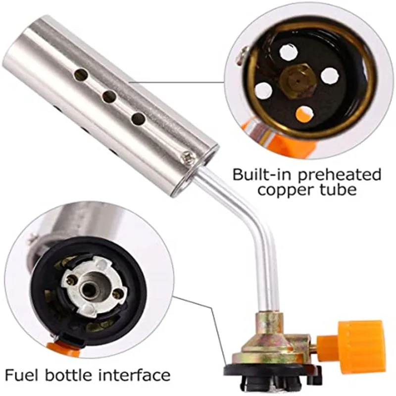 Portable Flamethrower Burner Welding Torch Butane Gas Blow Hand Ignition Camping BBQ Tool High Temperature |