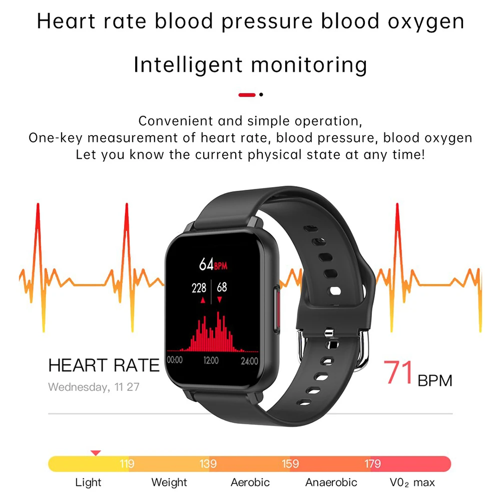 

Smart Watch Bluetooth Sports Tracker Touch Button Message Reminder Sleep Monitor for iPhone