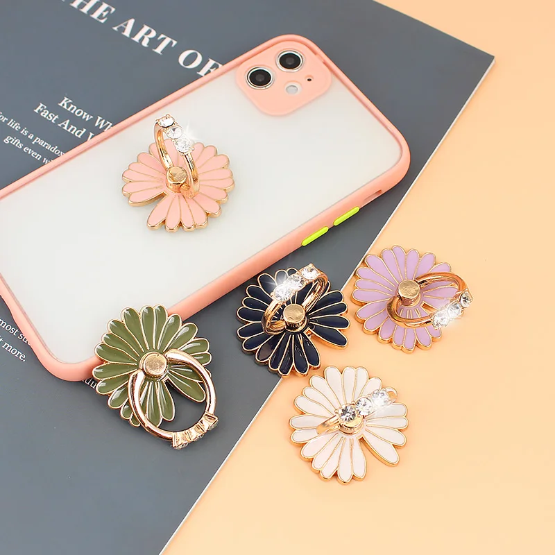 

360 Degree Metal Finger Ring Smartphone Flowers Support Telephone Mobile Phone Holder Stand for Iphone 11 12 Pro Max for Xiaomi