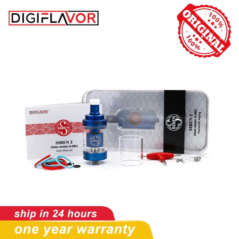 Оригинальный Digiflavor Siren V2 GTA MTL Tank 24 версия 4 5 мл Genisis мм обновленный атомайзер siren fit