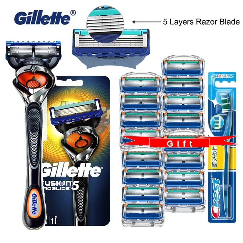 

Gillette Fusion Proglide Men Manual Shaver Razors Machine for Shaving Blades 5 Layer Cassettes for Replacebale Blades Get Gift