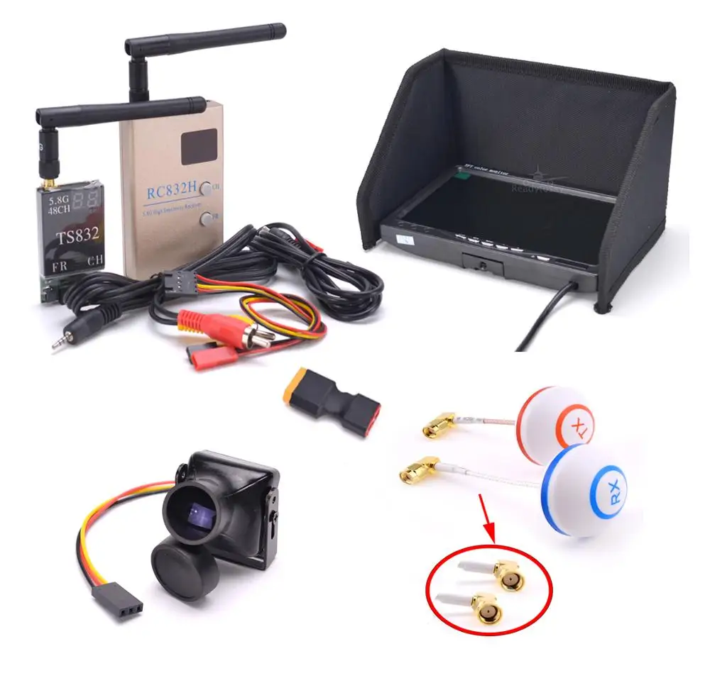 Набор FPV комбо Системы 1200TVL Камера+ 5,8 ГГц 600 мВт 48CH TS832 RC832S RC832+ 7 дюймов ЖК-дисплей 1024x600 монитор ips для съемкой от первого лица F450 S500