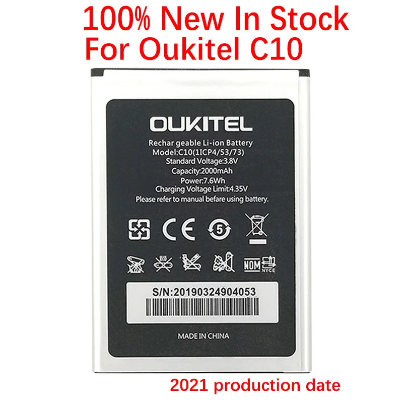 100% Оригинальный 2000 мАч C 10 Батарея для Oukitel C10 мобильный телефон в наличии высокое