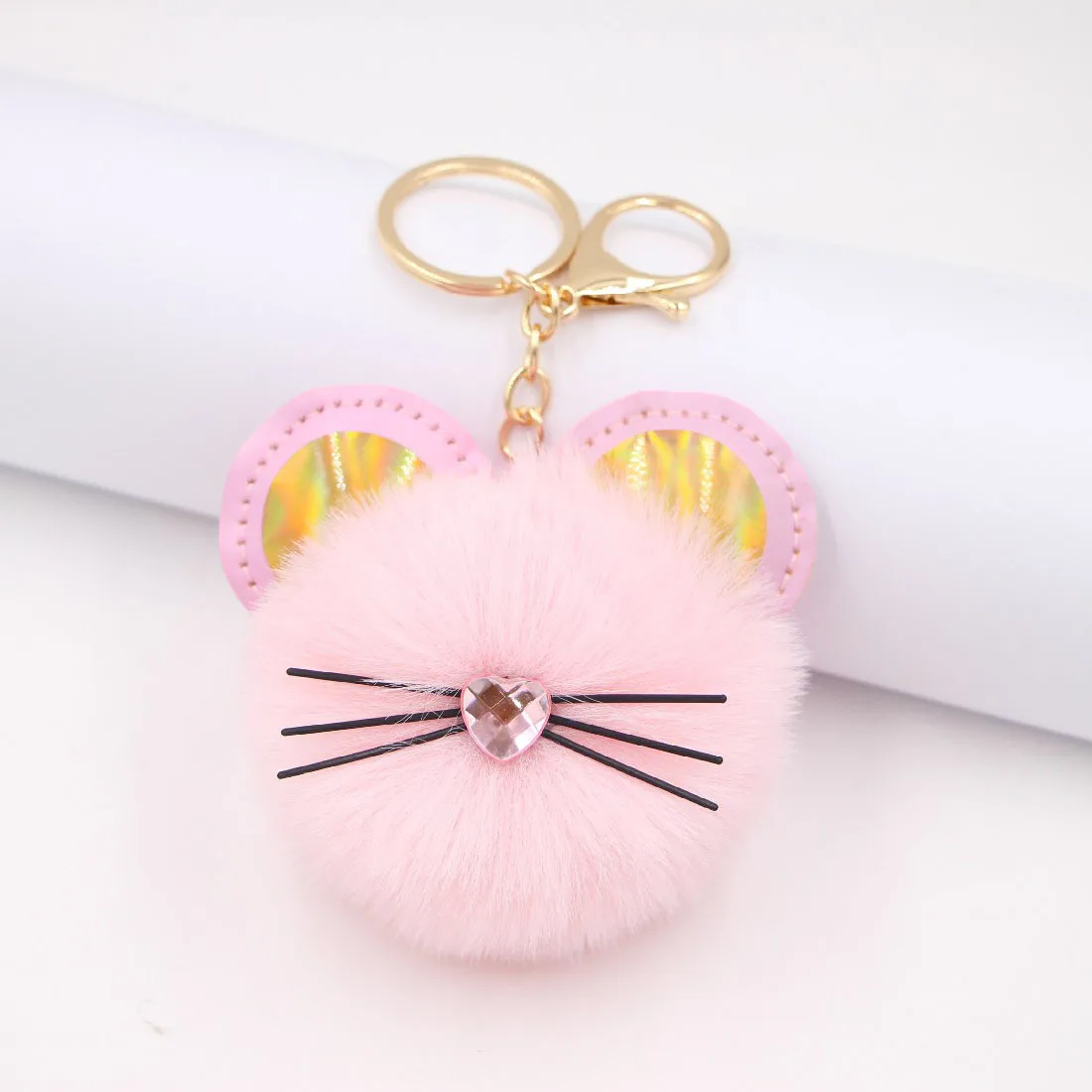 Cute Cat Beard Hair Ball Keychain Pendant Cute Cartoon Wild Chinese Student School Bag Ladies Handbag Mobile Phone Ornaments