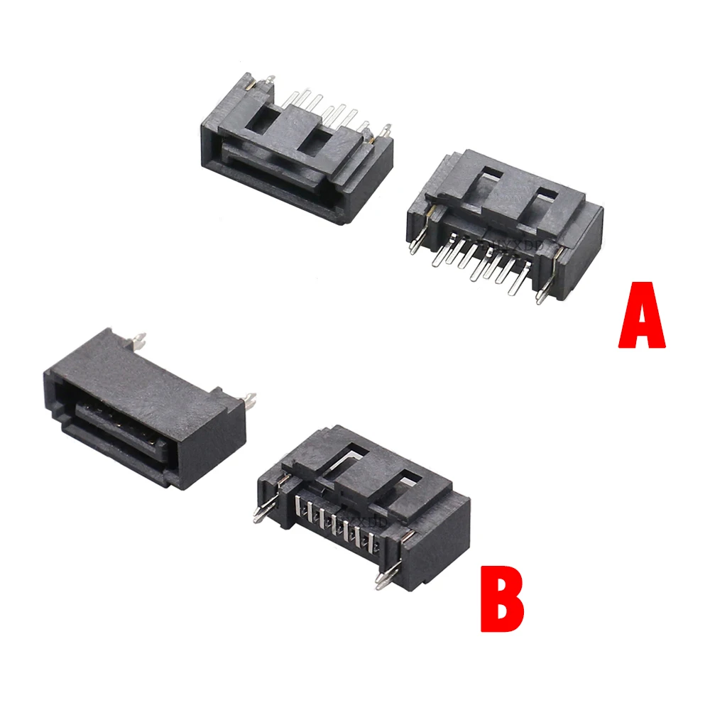 10Pcs SATA 7Pin Female Type A Needle 7P Double Row Dislocation 180 Degree Connector Hard Disk Interface Socket PCB DIY | Обустройство