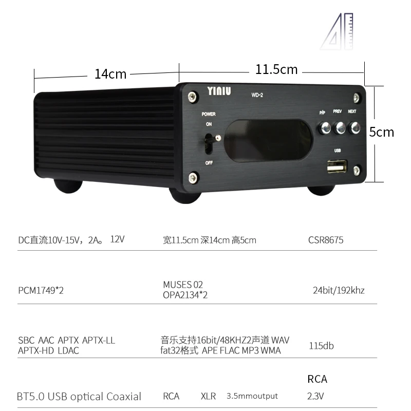 Lusya dual PCM1794A DAC декодер AK4118 csr 8675 Bluetooth 5 0 APTX HD LDAC аудио приемник волоконно
