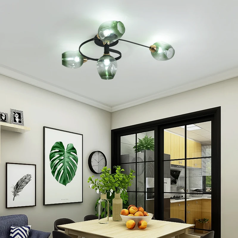 Nordic lamp Glass LED ceiling lights modern 4/6 led E27 lamps dining living room bedroom kitchen lighting fixture | Освещение