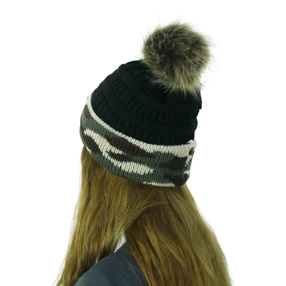 Женская шапка с помпоном HanXi зимняя вязаная для женщин вязаные крючком шапочки