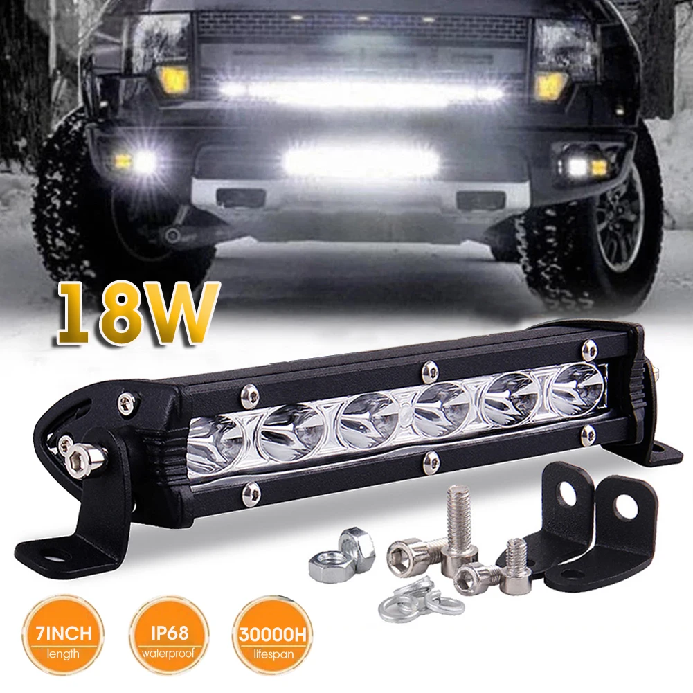 

7 Inch 18w Spot Led Slim Flood Light Bar Work Lamp Led Work Lights For Off Road Vehicle Suv Car Trucks