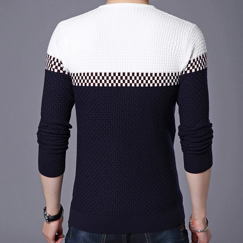 Мужской трикотажный пуловер с v-образным вырезом Повседневный хлопковый