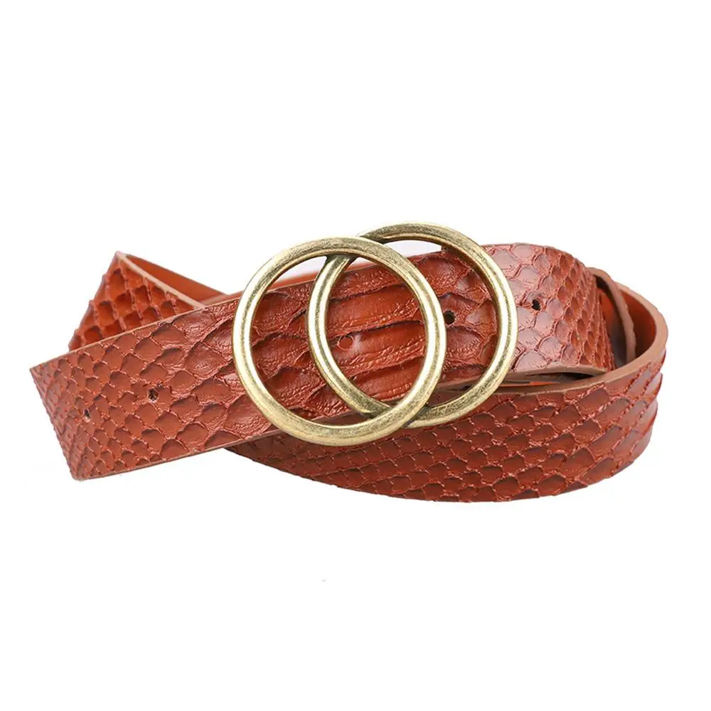 Дизайнерский женский ремень с золотистой круглой пряжкой модный пояс из