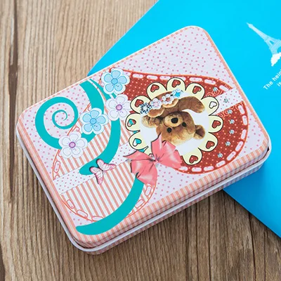 18 шт./партия Kawaii маленький металлический ящик с мультяшным рисунком, милый подарок жестяная коробка для хранения, мини ювелирные коробки органайзер для конфет и чая серьги - Цвет: xiao xiong