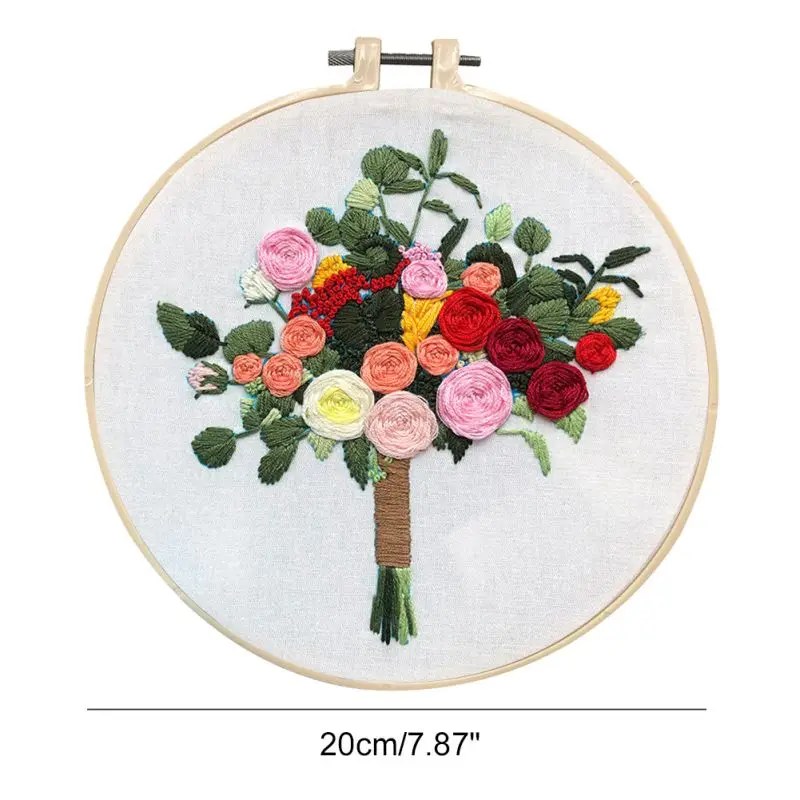 

European-style Flowers DIY Embroidery Ribbon Set With Embroidery Shed Sewing Kit Cross-stitch Crafts Hand-stitched Decoration