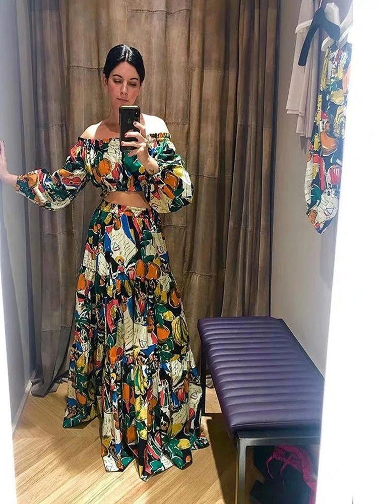 

African Ladies Dress Suits 2020 High Quality One Word Collar Fashion Print Polyester Material Loose Sexy Women Dress