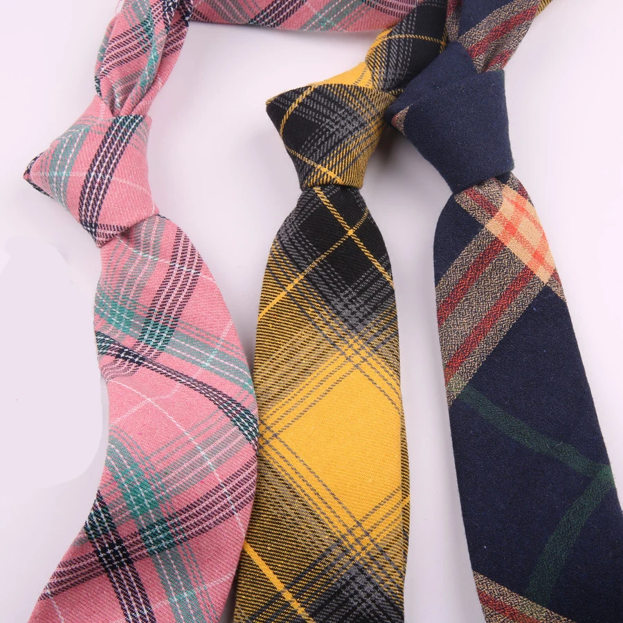 Мужской узкий галстук Студенческая Повседневная клетчатая рубашка 7 см свадебные хлопковые Галстуки для