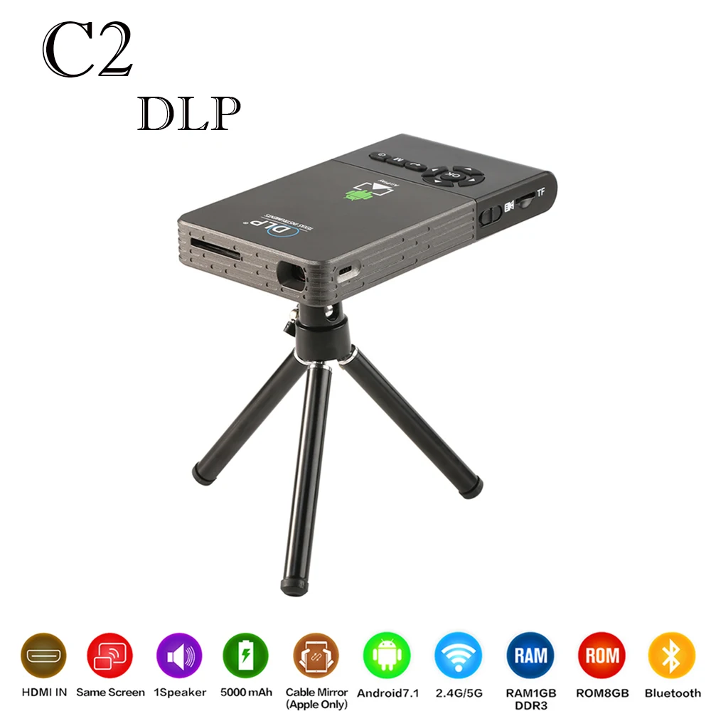 C2 мини DLP проектор Android WiFi Bluetooth Портативный светодиодный домашний кинотеатр Airplay