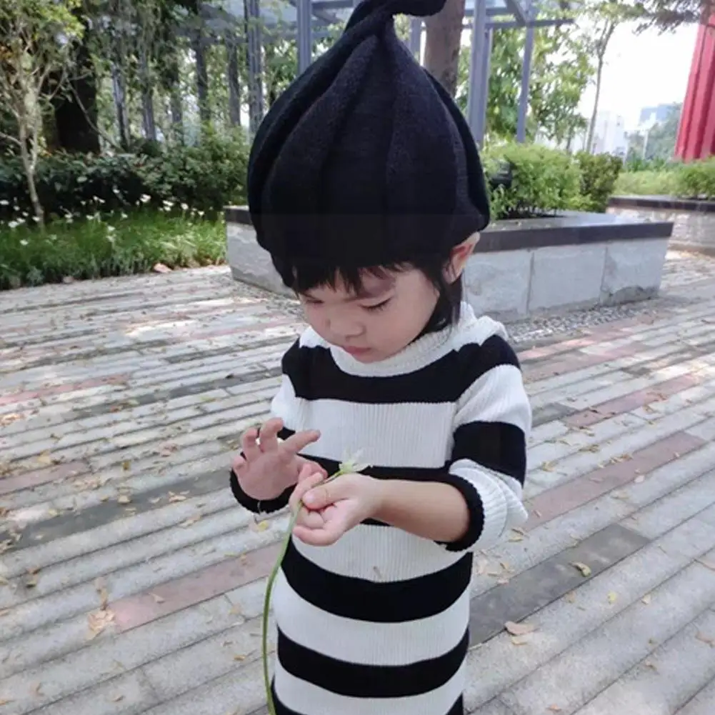 

Children's Twisted Hat Flower Knitted Wool Pointy Casual And Windmill Autumn Cap Ear Hat Winter Warm Hat K7z2