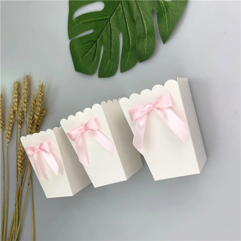 

12Pcs Mini Color Paper Popcorn Boxes with Bow Favors Box Baby Shower New Year Birthday Party Movie Treat Decor Table Supplies
