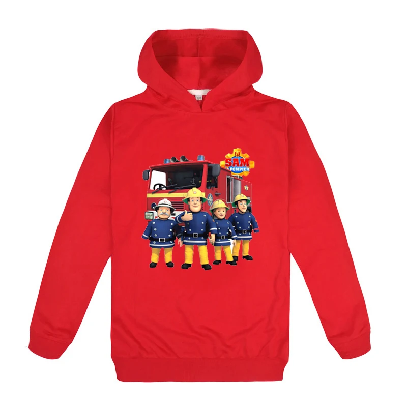 

2020 Spring Fireman Sam Clothes Boys Hooded Spring Jacket Long Sleeves cartoon Causal Outwear Boys Hoodies