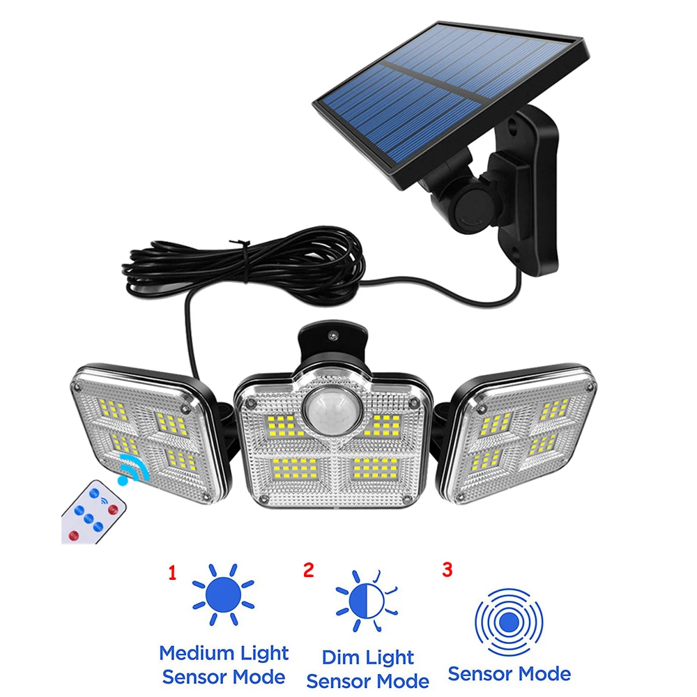 

138 led remote seperable Solar Light Adjustable Head Waterproof Motion Sensor Light Wide Angle Illumination Garage Garden Outdoo