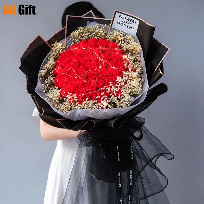 

All Over The Sky Dried Flower Bouquet Eternal Flower Real Lantern Big Bouquet of Roses Christmas Birthday Present for Girlfriend