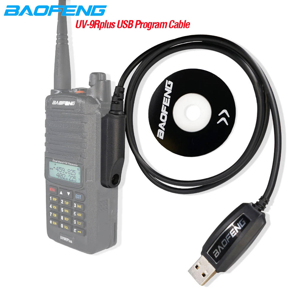 waterproof uv 9r plus usb programming cable cord cd for walkie talkie uv9r plus a58 9700 s58 n9 etc two way radio accessories free global shipping
