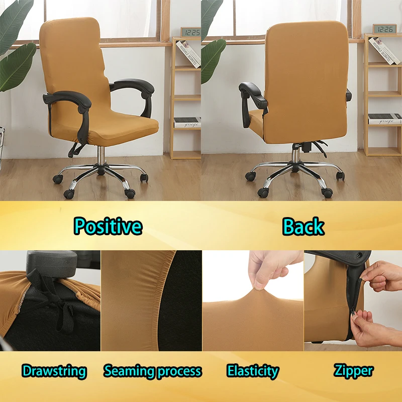 

Soild Color Stretch Office Computer Chair Cover Rotating Desk Seat Spandex Waterproof Elastic Chair Slipcover Washable