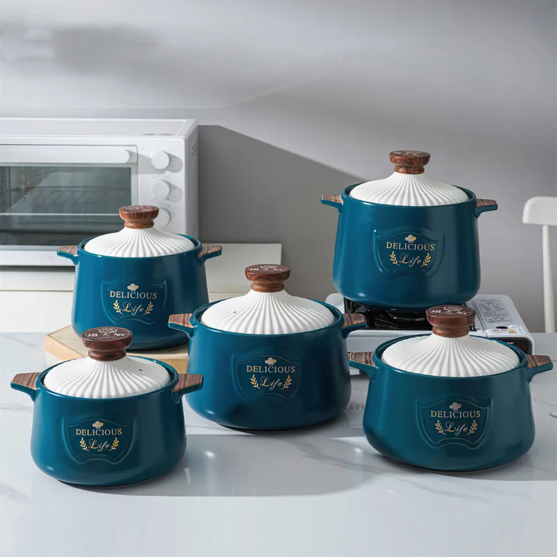 

3-6.5L Ceramic Casserole Nordic Simplicity Blue Soup Pot Large Saucepan Cooking Utensils Household Kitchen Supplies Cooking Pot