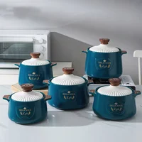 3-6.5L Ceramic Casserole Nordic Simplicity Blue Soup Pot Large Saucepan Cooking Utensils Household Kitchen Supplies Cooking Pot