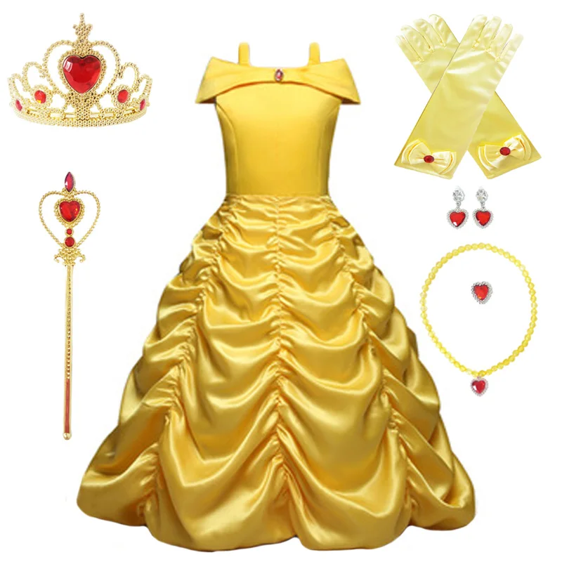 

Красивое платье для девочек, красивый костюм принцессы красавицы и чудовища, детское бальное платье для рождественской вечеринки, детское ...