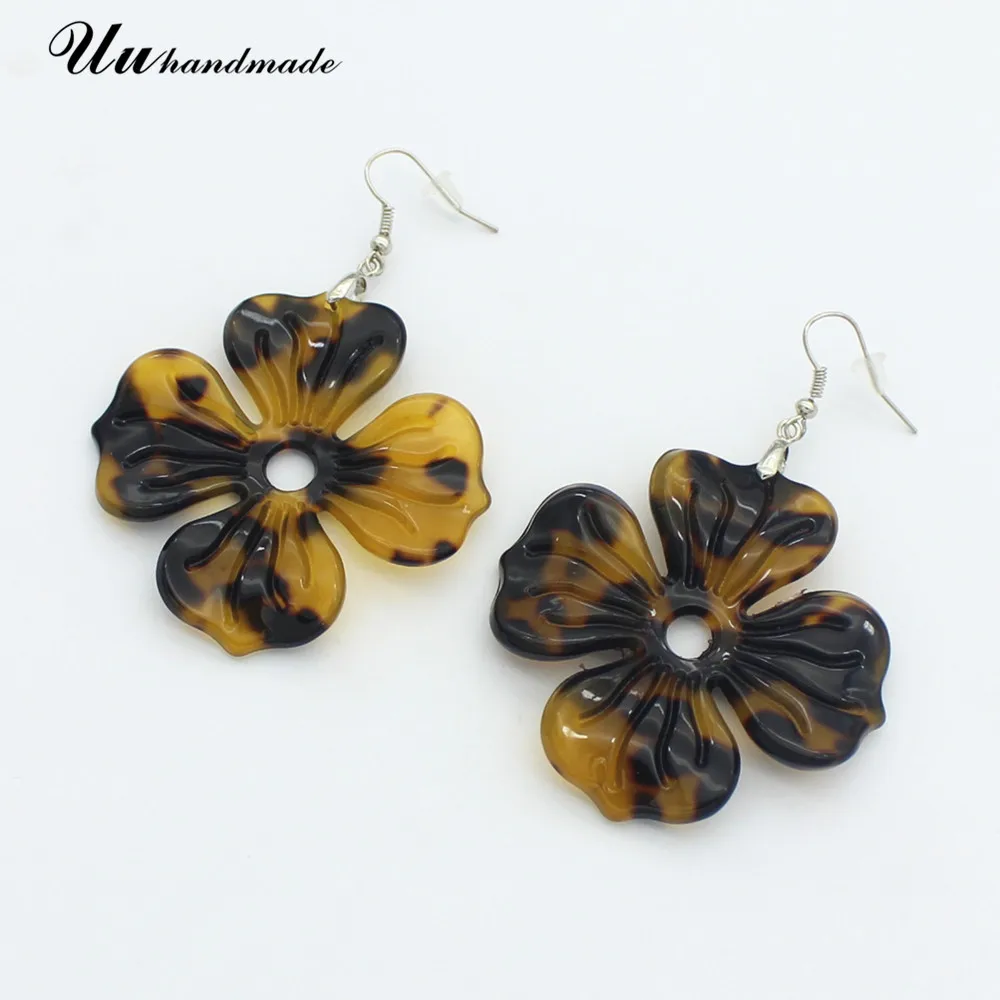 Черепаховая кость волнистые акриловые серьги в виде цветов для женщин Черепаха