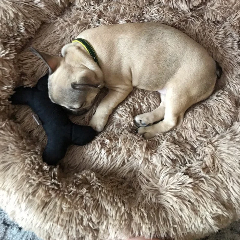 

Круглая кровать для собаки дом мягкий длинный плюшевый домик для собаки кровать для корзина для собак товары для домашних животных Подушка ...