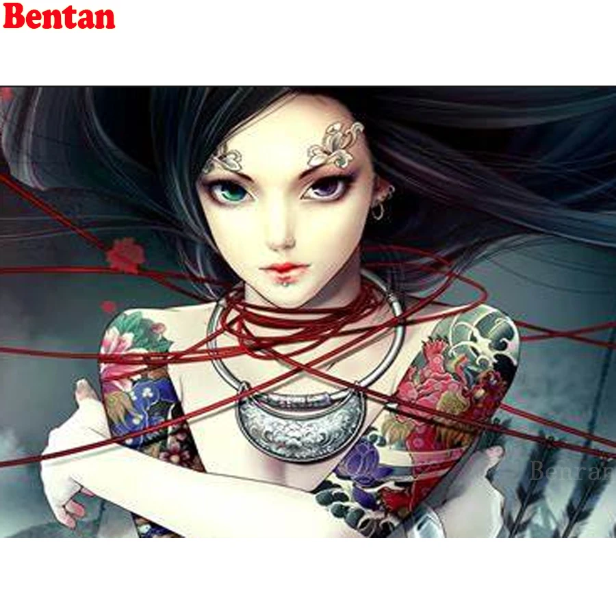 5D алмазная живопись полная выкладка круглая картина пикантная Японская женщина