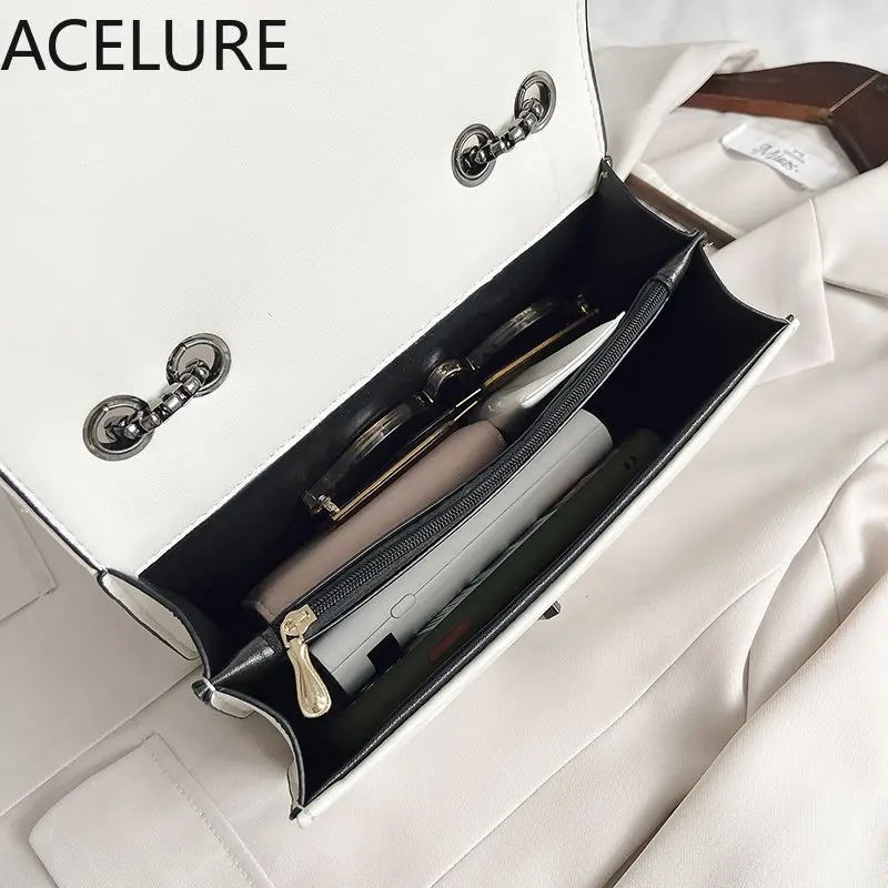 

ACELURE Rivet Solid Color PU Leather Shoulder Crossbody Bags for Women 2021 Casual Fashion Shopping Messenger Hand Bag Purse