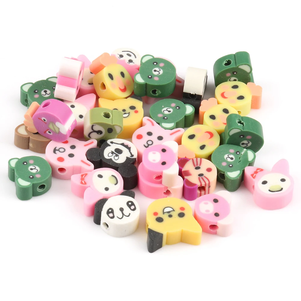 

50pcs/Lot 10mm Loose Beads Clay Beads Mix Animal Shape Clay Beads For Jewelry Making DIY Handmade Jewelry Crafts