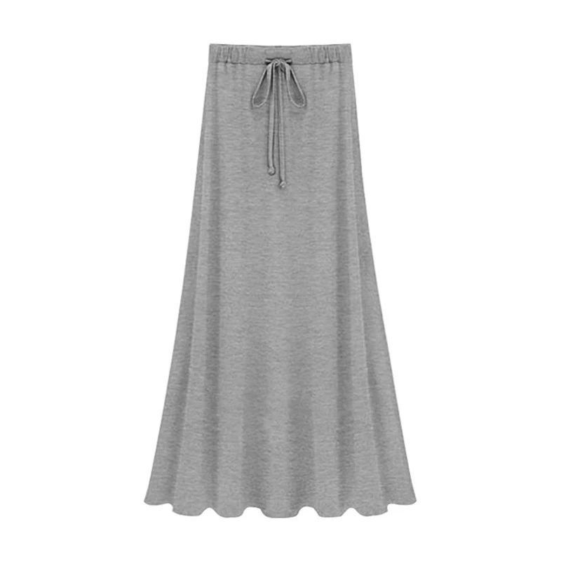 Серый Summer Long Skirts for Women Big Size Black Gray High Waist Split Lace Up Ladies Elegant Bodycon Maxi Skirt Plus Size 5xl 6xl - Цвет: Серый