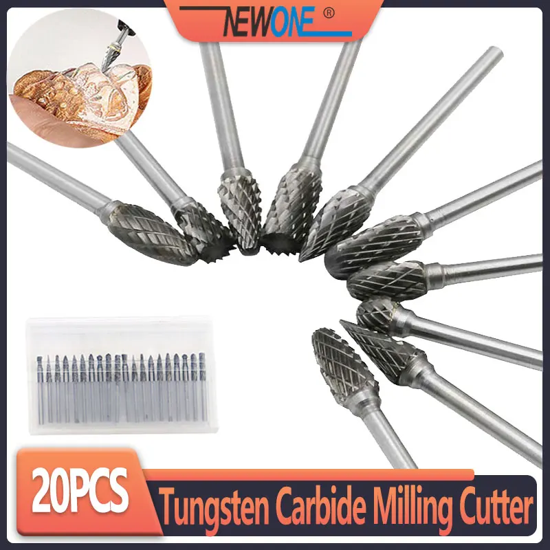 Shank Tungsten Carbide Tungsten Steel  Milling Cutter Rotary Tool Burr Double Diamond Cut Rotary Dremel Tools Electric Grinding