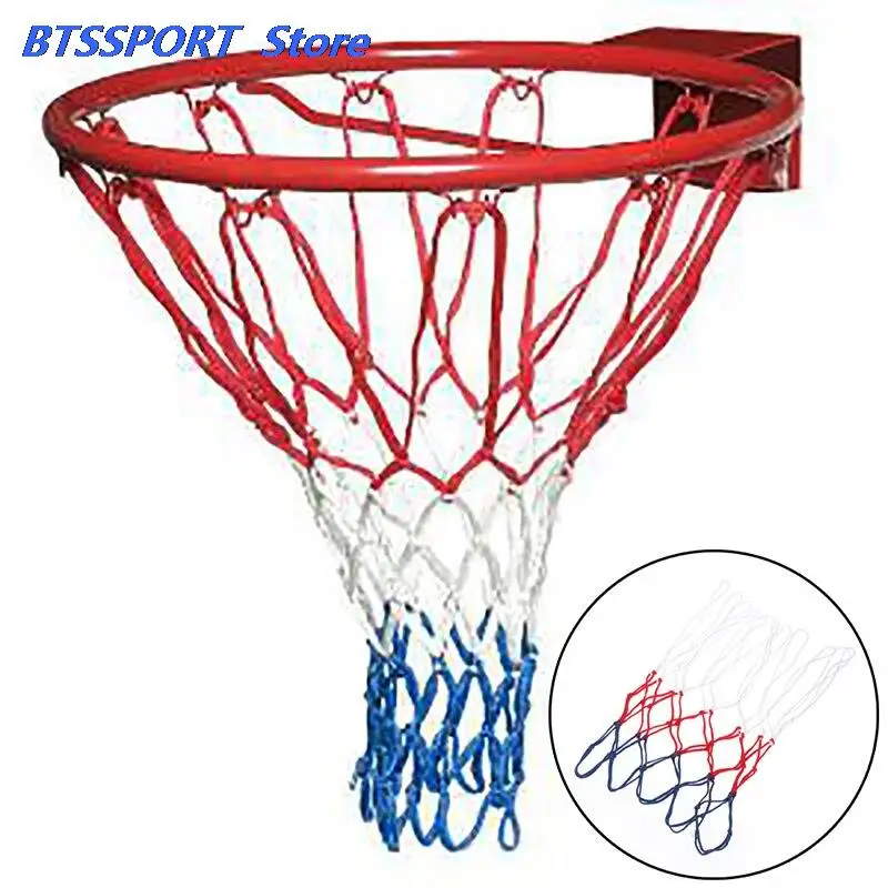 Стандартная баскетбольная сетка прочная нейлоновая толстая нить трехцветная
