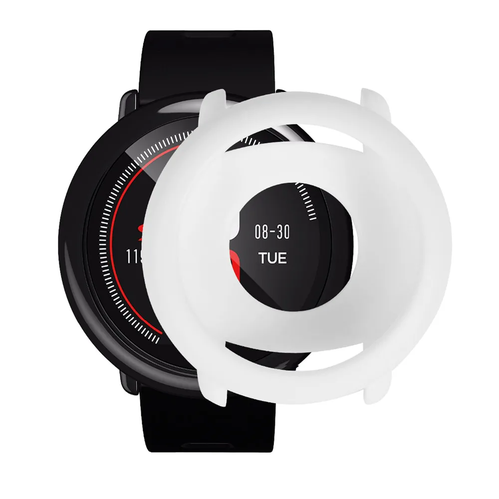 white Защитный чехол с силиконовой рамкой для Xiaomi Huami AMAZFIT Pace Watch бампер крышка смарт-часы аксессуары на замену - Цвет: white