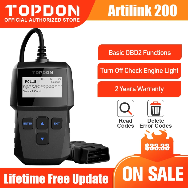 OBD2 сканер TOPDON AL200 OBDII считыватель кодов диагностический инструмент Автомобильный