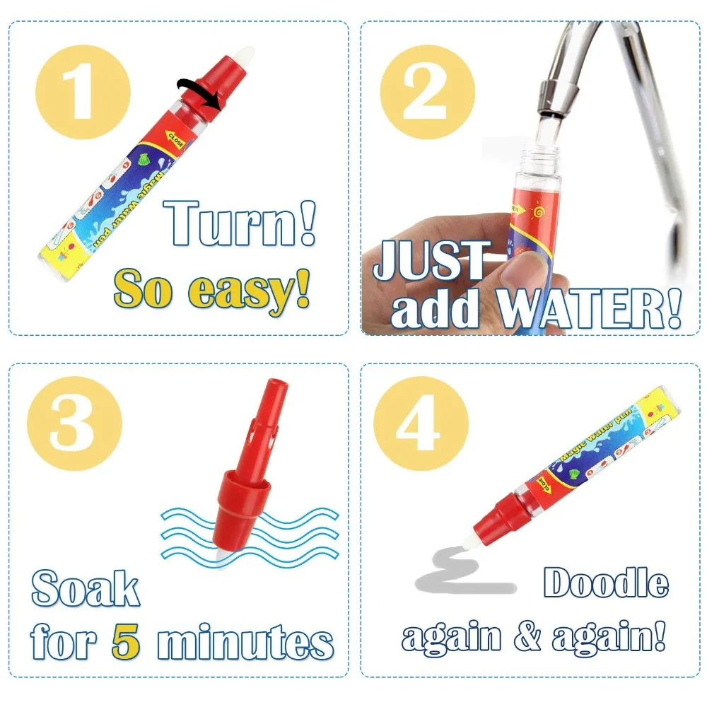 4 типа коврик для рисования водой и 2 волшебные ручки книги живопись доска игровой