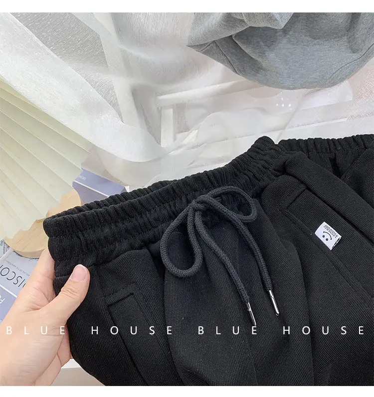 

Gray Sports Pants for Women Spring /Summer 2021 New Loose Straight -Leg Ankle-Banded Pants Smiley Face High Waist All -Matching