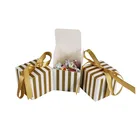 Лидер продаж, подарочная упаковка в золотистую и серебристую полоску, Экологичная коробка для пирога, печенья, свадебные сувениры, коробка для конфет, товары для праздников и вечерние