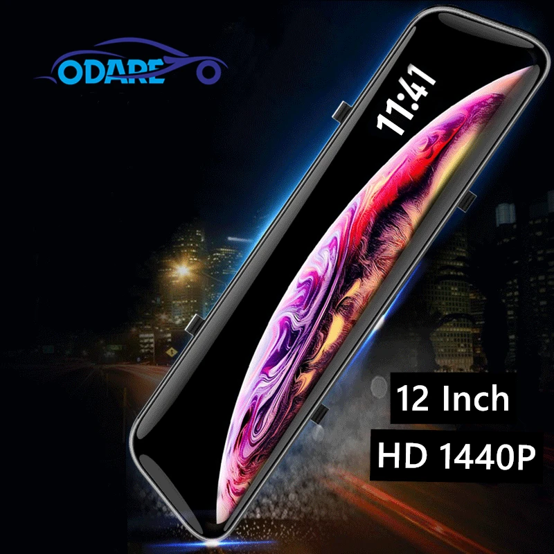 Odare 12 &quotкамера заднего вида FHD 1440P Автомобильный видеорегистратор с двумя