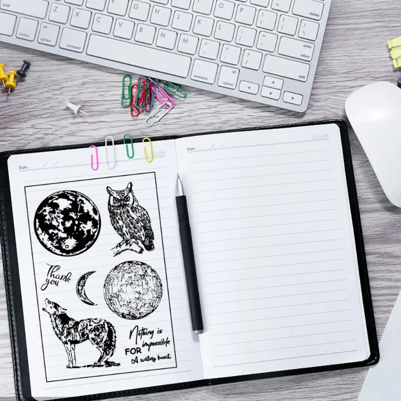 Сова волк силиконовый прозрачный чехол печать штамп DIY Скрапбукинг рельефная