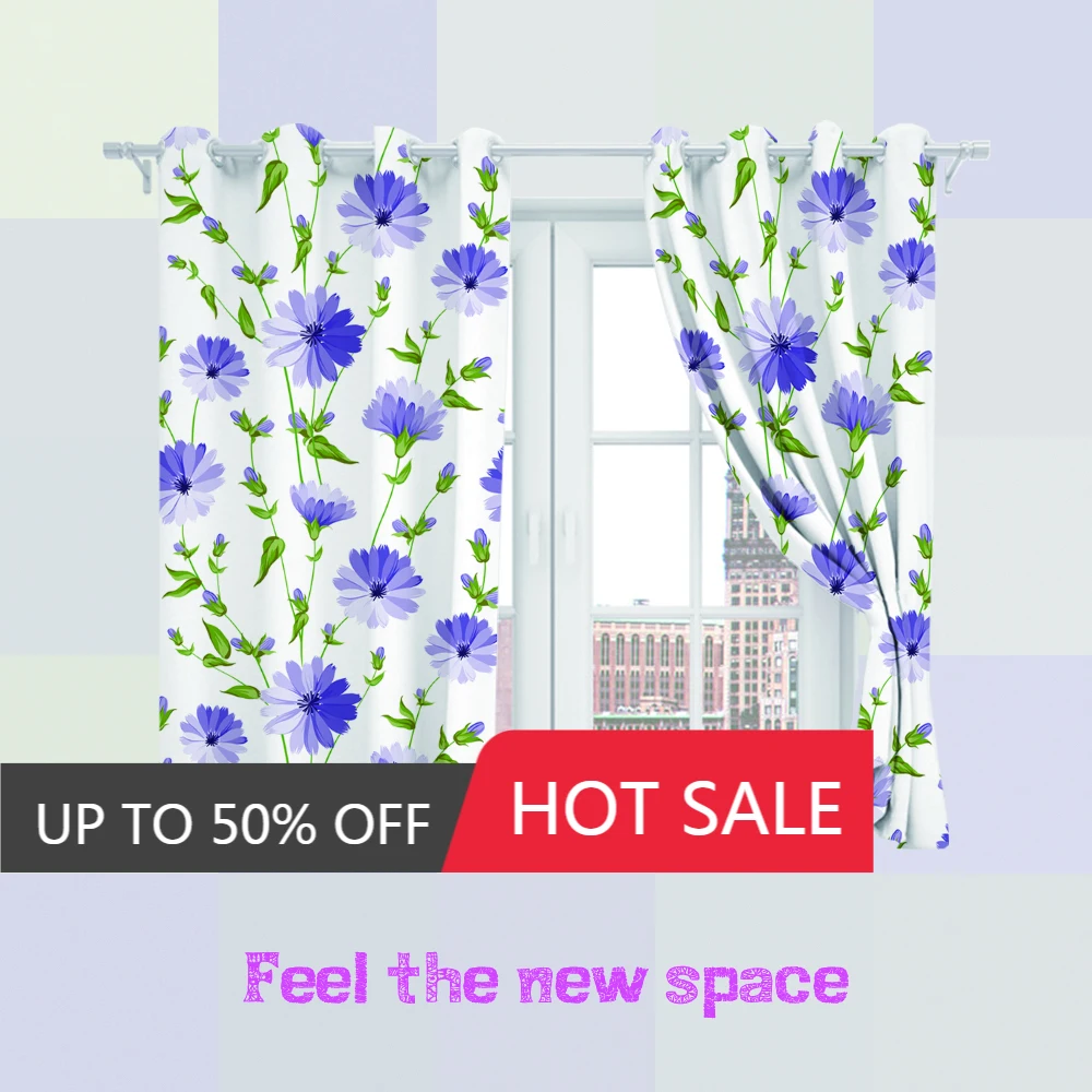 

Punch Hook Blackout Curtain Flower Customized Full Shade Sunscreen Blinds For Windows Home Kitchen Bedroom LivingRoom Decoration