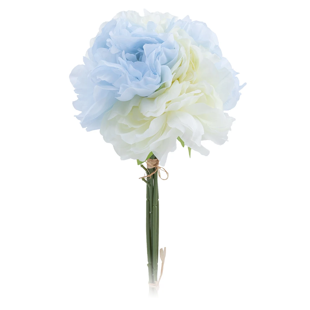 Light blue white 4 шт. красивые шелковые пионы, искусственные цветы, белый букет, большое искусственное домашнее растение, украшение, Свадебная вечеринка, сделай сам, синий цвет - Цвет: Light blue white