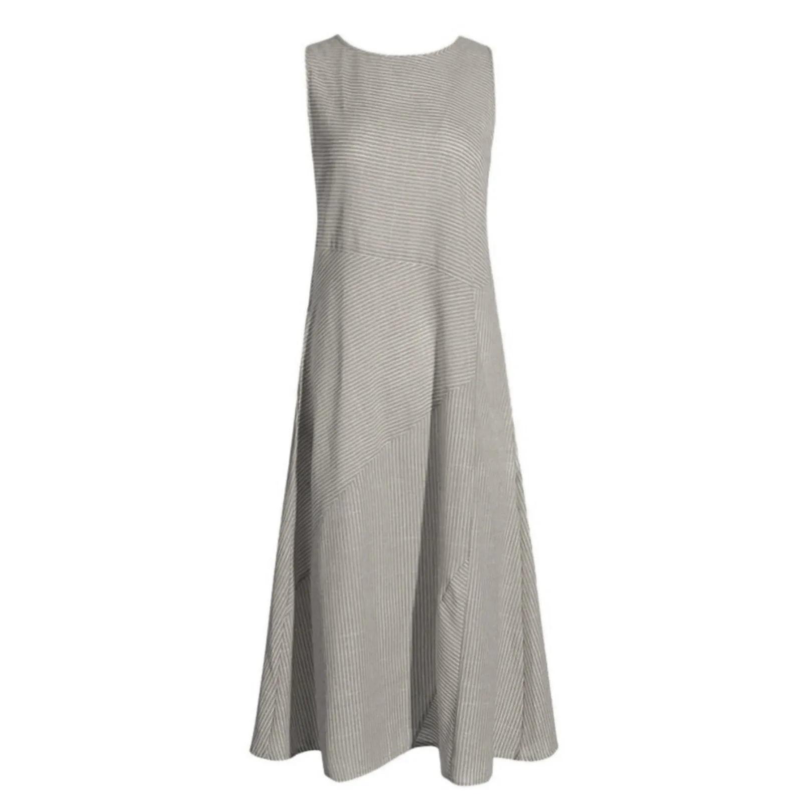 Платье женское длинное в полоску повседневное льняное элегантное Корейском